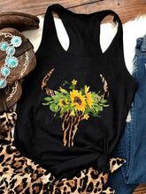 Load image into Gallery viewer, Cabeza de vaca estampado de girasol sin espalda sexy pequeño chaleco tirantes moda
