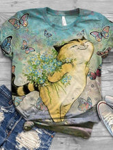 Load image into Gallery viewer, Camiseta feminina de manga curta com estampa borboleta