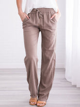 Load image into Gallery viewer, Pantalón casual de algodón y lino de gran tamaño para mujer
