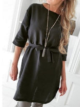 Load image into Gallery viewer, Vestido feminino de algodão e renda folgada
