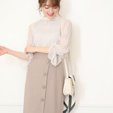Load image into Gallery viewer, Chiffon shirt with sweet bow tie and ruffle sleeves
