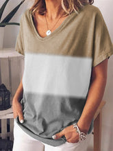 Load image into Gallery viewer, Women's V-neck T-shirt with contrasting gradient print
