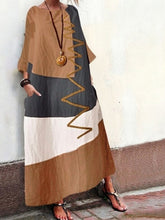 Load image into Gallery viewer, Loose cotton and linen dress with short sleeves for women