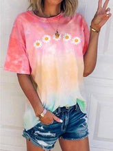 Load image into Gallery viewer, Women's Fashion Daisy Tie Dye Casual Short Sleeve T-Shirt