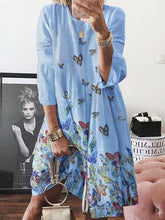 Load image into Gallery viewer, Vestido feminino de linho estampado com estampa borboleta