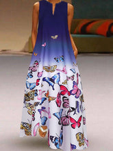 Load image into Gallery viewer, Boho long dress with butterfly print and tie dye effect