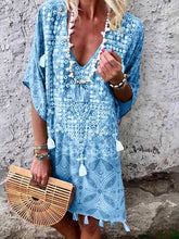 Load image into Gallery viewer, Vestido feminino com estampa boêmia com decote em V