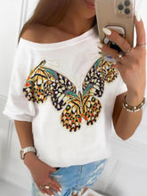 Load image into Gallery viewer, Camiseta holgada con estampado de mariposas para mujer
