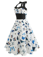 Load image into Gallery viewer, Retro flared dress with butterfly print