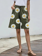 Load image into Gallery viewer, Shorts de mujer de algodón y lino de talla grande con estampado de margaritas
