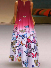 Load image into Gallery viewer, Boho long dress with butterfly print and tie dye effect
