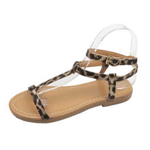 Load image into Gallery viewer, Womens Vintage Roman Flat Leopard Print Beach Sandals