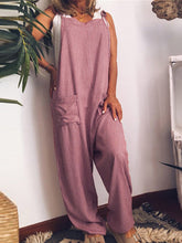Load image into Gallery viewer, Women's wide striped tie jumpsuit