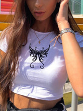 Load image into Gallery viewer, Short top with butterfly embroidery