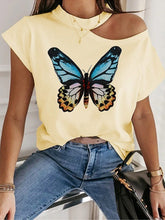 Load image into Gallery viewer, Women's Butterfly Print Short Sleeve T-Shirt