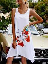 Load image into Gallery viewer, Cozy dress with asymmetric hem and butterfly print
