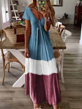 Load image into Gallery viewer, Vestido estampado gradiente de manga curta para mulheres