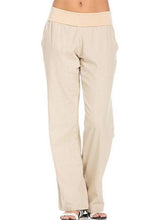 Load image into Gallery viewer, Pantalón holgado y cómodo en algodón y lino liso para mujer