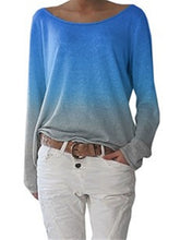Load image into Gallery viewer, Camiseta degradada feminina de gola larga