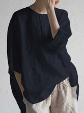 Load image into Gallery viewer, Camisa casual de cinco mangas de algodão e linho