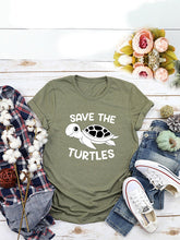 Load image into Gallery viewer, Camiseta de manga corta con estampado de tortuga