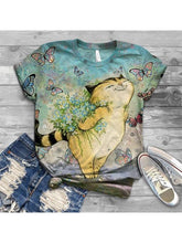 Load image into Gallery viewer, Camiseta feminina de manga curta com estampa borboleta
