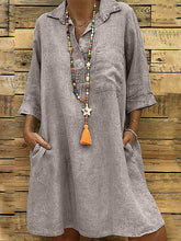 Load image into Gallery viewer, 3/4 manga de linho e vestido de algodão