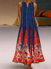 Load image into Gallery viewer, Vestido sin mangas con bolsillo de gasa estampado vintage para mujer