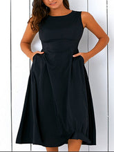 Load image into Gallery viewer, Moda feminina elegante vestido grande swing sem mangas