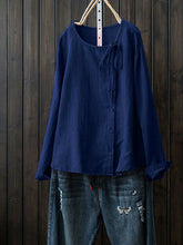 Load image into Gallery viewer, Jersey casual de algodón y lino de manga larga