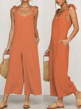Load image into Gallery viewer, Cotton and linen jumpsuit with knot