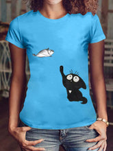 Load image into Gallery viewer, Camisa de manga corta con cuello redondo y estampado animal pequeño