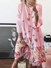 Load image into Gallery viewer, Vestido feminino de linho estampado com estampa borboleta