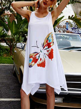 Load image into Gallery viewer, Cozy dress with asymmetric hem and butterfly print