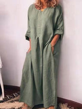 Load image into Gallery viewer, Long-sleeved dress in cotton linen with long sleeves