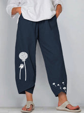Load image into Gallery viewer, Loose wide trousers in cotton and linen with dandelion print for women