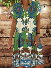 Load image into Gallery viewer, Vestido de manga corta con cuello en V para mujer