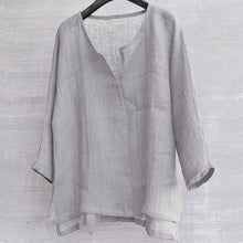 Load image into Gallery viewer, Lightweight and comfortable loose fit solid linen T-shirt