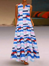 Load image into Gallery viewer, Vestido maxi sem mangas com estampa de listras
