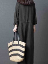 Load image into Gallery viewer, Long plain linen jumpsuit