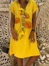 Load image into Gallery viewer, Vestido feminino de manga curta com decote em V