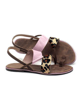 Load image into Gallery viewer, Sandalias romanas con estampado de leopardo para mujer