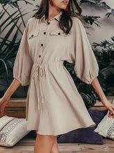 Load image into Gallery viewer, Women's Loose Cotton and Linen Trapeze Dress
