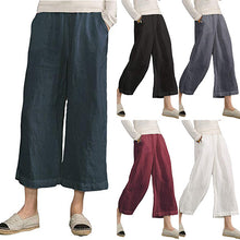 Load image into Gallery viewer, Calças largas de algodão com cintura elástica Shorts cortados