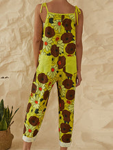 Load image into Gallery viewer, Wide-leg printed cotton and linen jumpsuit