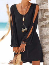 Load image into Gallery viewer, Vestido de praia casual de manga comprida com decote em V