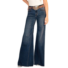 Load image into Gallery viewer, High-waisted palazzo jeans in elastic denim