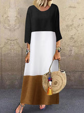 Load image into Gallery viewer, Contrast cotton and linen dress