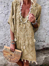 Load image into Gallery viewer, Bohemian Linen Embroidered Women's Dress