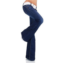 Load image into Gallery viewer, Jeans alargados em denim elástico